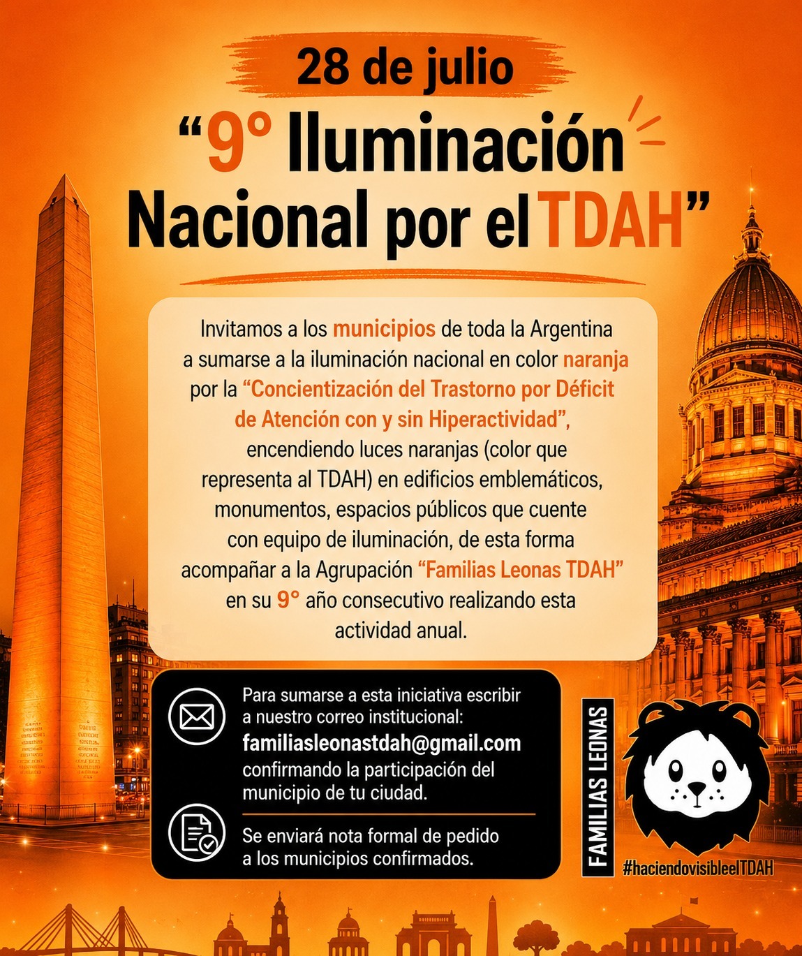 Lazos de Inclusión | 28 de julio: 9.ª Iluminación Nacional por el TDAH


