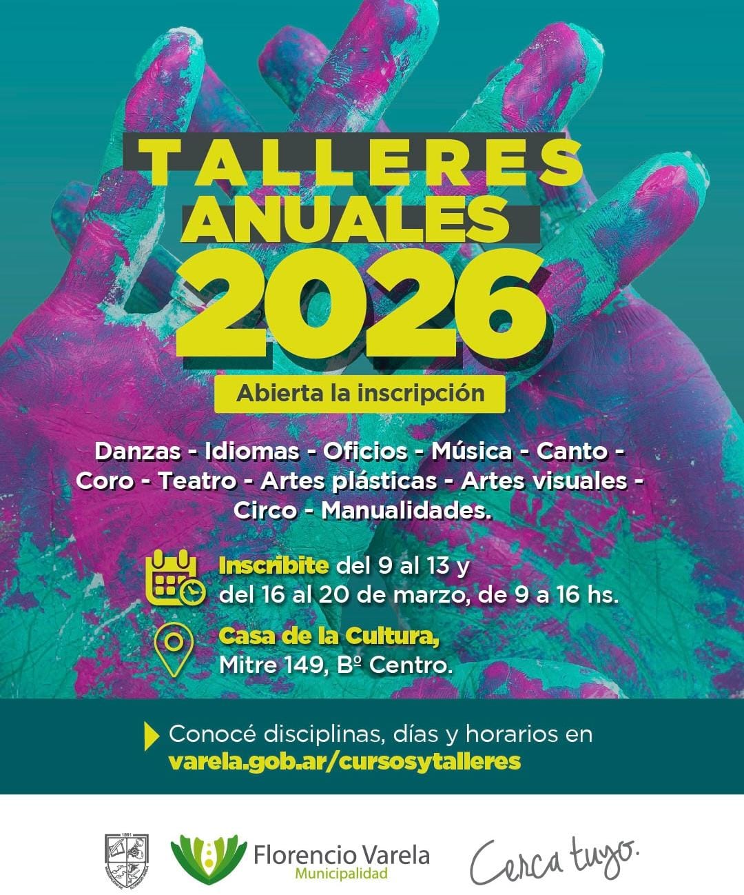 TALLERES ANUALES 2026: Inscripciones abiertas a partir del 9 de marzo

